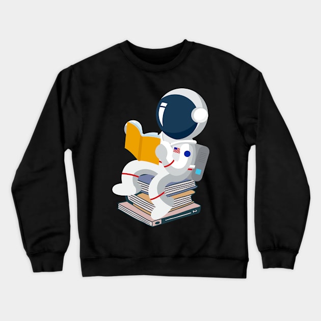 Astronaut Reading Crewneck Sweatshirt by LaurelBDesigns